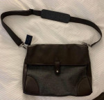 Brooks Brothers Wool Leather Messenger Bag