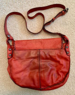 Patricia Nash Berry Red Italian Leather Bag 10"