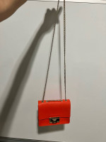 Valentine Gift Genuine Leather Furla cross body bag with adustible gold chain st