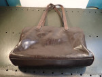 Brown Vinyl Shoulder Bag: Magnetic & Zipper Closure, 14" L x 10" H x 3