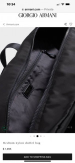 Giorgio Armani Duffle Overnight Travel bag - NEW