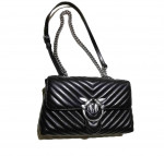 Pinko Love Puff Maxi Quilted Crossbody Bag Trapunta Black Leather