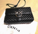 Pinko Love Puff Maxi Quilted Crossbody Bag Trapunta Black Leather