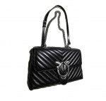 Pinko Love Puff Maxi Quilted Crossbody Bag Trapunta Black Leather