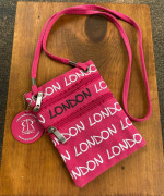 Robin Ruth LONDON Crossbody Passport Canvas Purse Bag ♦ Hot Pink