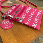 Robin Ruth LONDON Crossbody Passport Canvas Purse Bag ♦ Hot Pink