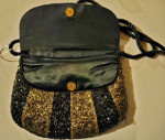 La Regale Vintage Black/Gold Beaded Shoulder Bag