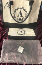 Canvas Monogram tote and makeup/pencil bag letter “A” bag