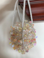 White Sequins Wedding Prom Party Clutch Bag Purse Wrislet