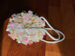 White Sequins Wedding Prom Party Clutch Bag Purse Wrislet