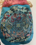 Dragons and Bats Chinese Satin Brocade Cross-Body Bag (Vintage)