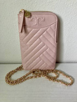 Tory Burch Savannah Quilted Chain Wallet Crossbody Shoulder Bag Shell