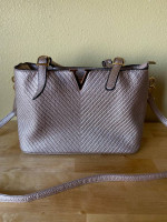 NEW Silver Pebbled Brass "V" Hand Bag Purse 8"x12"x5"