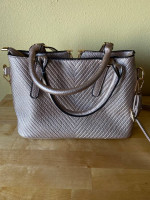 NEW Silver Pebbled Brass "V" Hand Bag Purse 8"x12"x5"