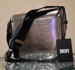 DKNY Bag cross Body Black adjustable bronze silver HW medium women Val