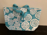 Teal beach type bag or tote and clutch to match