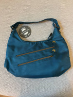 167-RTT New With Tags Travelon Hobo Bag Teal RFID Blocking With Extra Strap