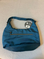 167-RTT New With Tags Travelon Hobo Bag Teal RFID Blocking With Extra Strap