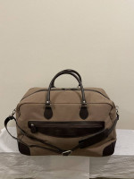 LARGE, HEAVY-DUTY BROWN CANVAS CARRY-ON