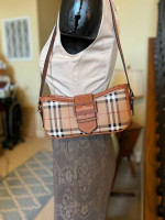 155-ATTT Sling Brown Checkered Shoulder Bag New With Box And Dust Bag
