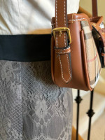 155-ATTT Sling Brown Checkered Shoulder Bag New With Box And Dust Bag