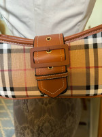 155-ATTT Sling Brown Checkered Shoulder Bag New With Box And Dust Bag