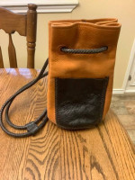 Heavy Leather Bucket Bag Tote with Shoulder Straps