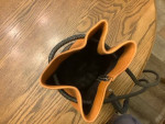 Heavy Leather Bucket Bag Tote with Shoulder Straps