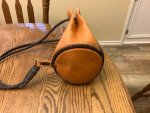 Heavy Leather Bucket Bag Tote with Shoulder Straps