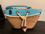 New blue and burlap style Beach bag purse with tags