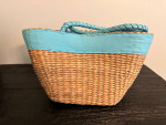 New blue and burlap style Beach bag purse with tags