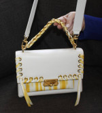 Michael Kors MB Ribbon White Leather Purse / Shoulder Bag