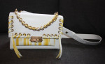 Michael Kors MB Ribbon White Leather Purse / Shoulder Bag