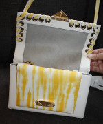 Michael Kors MB Ribbon White Leather Purse / Shoulder Bag