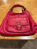 Coach Red Leather Hobo Bag