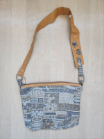 Italian Arcadia Leather & Earth Tone Fabric Bag