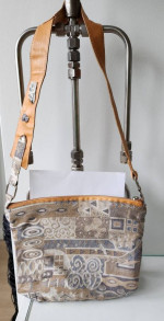 Italian Arcadia Leather & Earth Tone Fabric Bag