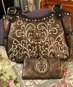 Bronze and Black Shoulder Bag & Matching Wallet.