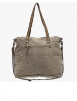 Myra Bags Life Always Upcycled Canvas Shoulder Bag S-0948, Tan, Khaki,