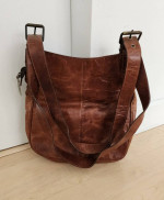 Gorgeous Quality Rustic Tan Brown thick leather bag with Wide 2 Straps