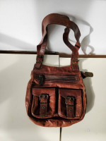 Gorgeous Quality Rustic Tan Brown thick leather bag with Wide 2 Straps