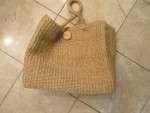 straw tote bag with 1 button closure