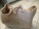 straw tote bag with 1 button closure