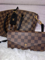 Authentic Louis Vuitton Odeon Brown Checkerboard Tote Bag & Wallet