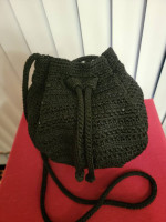 The Sak Crochet Black Bucket Bag Crossbody Purse