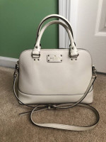 Kate Spade White Leather Dome Crossbody Bag/Purse