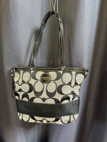 Coach F15112 Signature Tote Khaki/Mahogany Brown Shoulder Bag