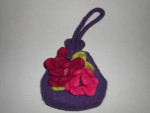Too Hip Bags Artisan Small Purple Wool Beaded Flower Bag