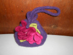 Too Hip Bags Artisan Small Purple Wool Beaded Flower Bag