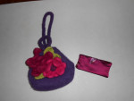 Too Hip Bags Artisan Small Purple Wool Beaded Flower Bag